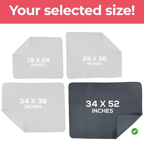 Image of 4 Pack Waterproof Reusable Heavy Absorbency Incontinence Bed Pads 34 inchx52 inch | Utopia Bedding Washable Underpads, Chuck Pads for Adults, Kids, Elderly and Pets, Bedwetting Pads for Sofa and Couch, Grey