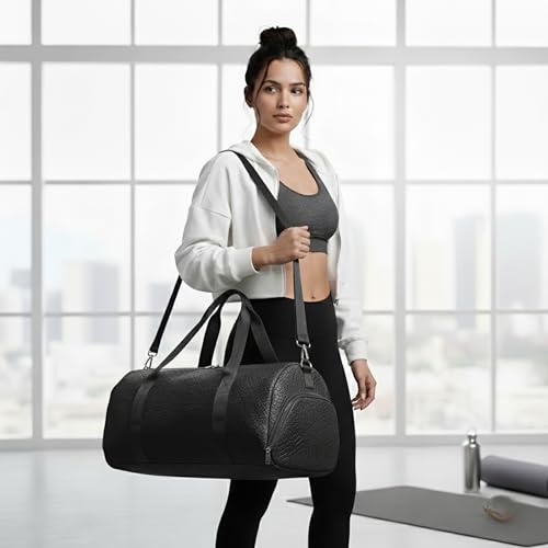 Image of Multi-Function Large Capacity Travel Bag (Leather Look, Black)