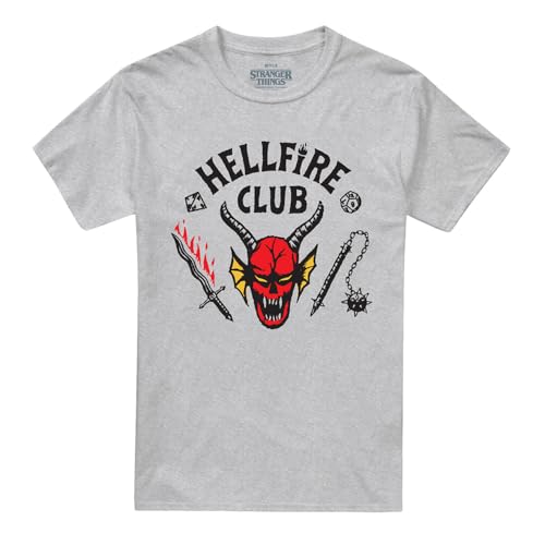 T-shirt Stranger Things Hellfire Club unisexe gris chiné top pop culture vintage - 4