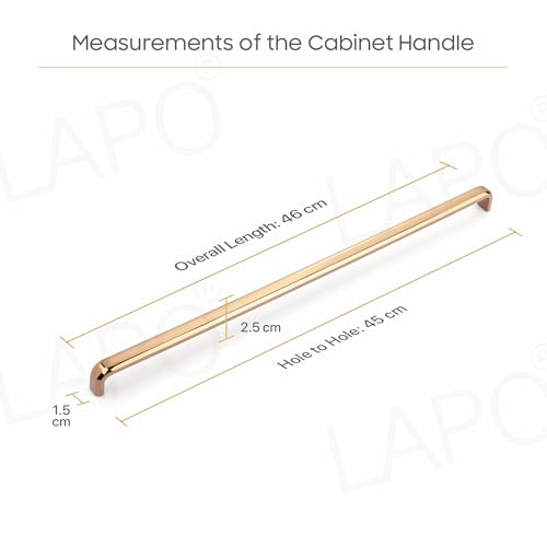 Image of LAPO 18 Inch Rosegold Pulls for Kitchen Cabinets & Drawers, Stylish Window Pull Handles for Kitchen Drawers and Almirah,Secure Screw Mount (450mm, Rosegold Finish, Pack of 2)