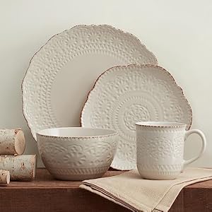 Pfaltzgraff Chateau Cream 16-Piece Stoneware Dinnerware Set, Service for 4, Off White Pfaltzgraff Chateau Cream 16 Piece Stoneware Dinnerware Set Service for 4 Off White