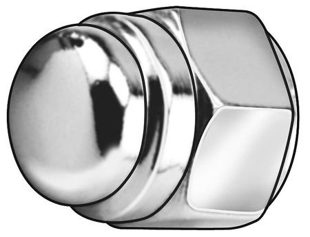 5/16"-24 Grade 2 Steel Chrome Plated Finish Flat Top Acorn Nuts, 5 pk.