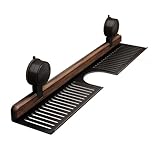 AOERFASI Walnussholz-Badezimmer-Küchen-Saugnapfhalter, abnehmbares Wandregal, bohrfreies Wandregal für Badezimmer, Waschbecken-Aufbewahrungsregal, Küchen-Saugnapfhalter (Schwarz, 40cm)