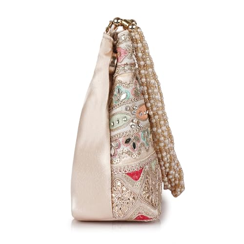 Image of PLANX Velvet SilK Stylish Embroidery Unique Design Traditional Ethnic Wedding Party Handheld Potli For Women | Potli Bag