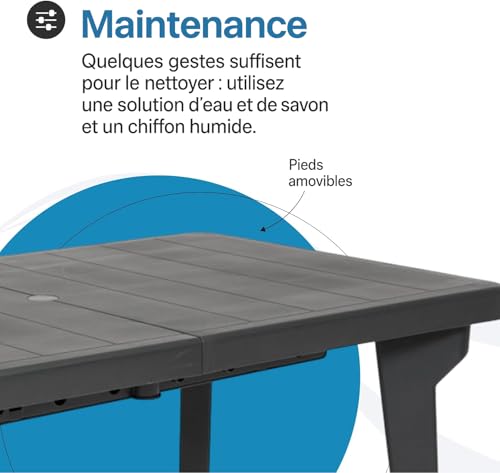 Table de jardin extensible en plastique Berg Tomaino anthracite 160-220 cm - 6