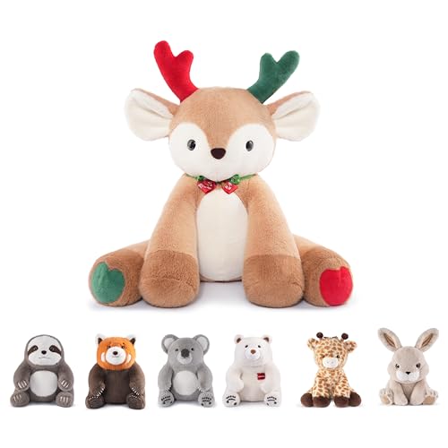 Niuniu Daddy 14' | 3.5 Pound Deer Weighted Stuffed Animals, Heavy Moose Sleeping Plush Toys for Kids Adults, Weighted Beads for Stuffed Animal Body...