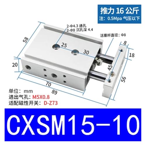 Cilindros neumáticos de doble varilla serie CXSM15 3