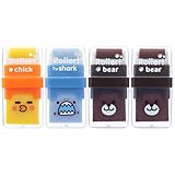 M&G Pencil Erasers with Clean up Roller and Cover, 4 Pack Cute Rubber Erasers for Kids, Animal Cartoon Fun Eraser with Shaving Roller, Great Gift for Teacher Class School Supplies Home Office Party