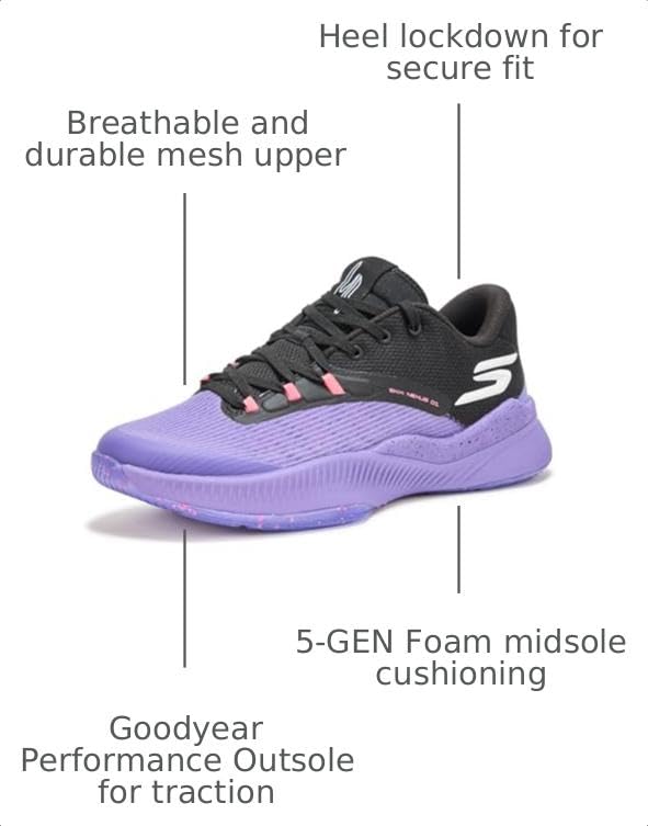 Image of Skechers Men's SKX Nexus Basketball Shoe | 5GEN Midsole Cushioning, Move Foam Insole, Breathable Mesh Upper, Torsion Stability Plate, Goodyear Rubber Outsole