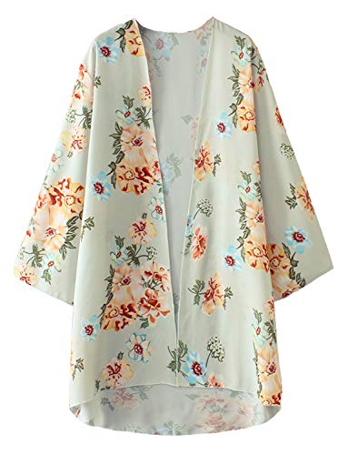 Women's Open Front Cover Ups for Swimwear Summer Thin Cardigan (Green,XL)