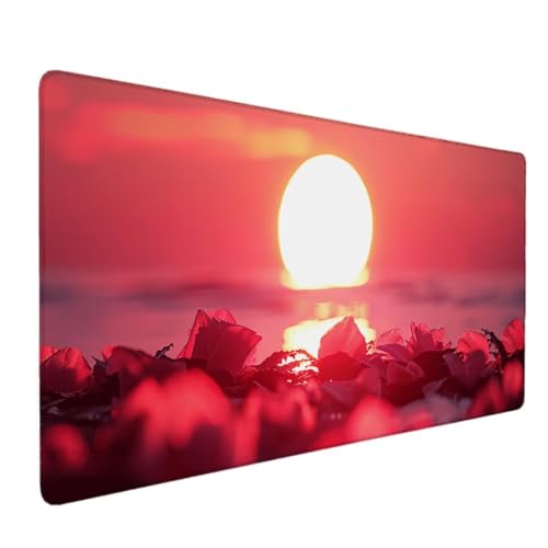 Tapis de Souris 800 x 400 x 3mm Tapis de Souris Gamer Mousepad avec Base en Caoutchouc Imperméable et Antidérapante pour Bureau, Travail, Jeux, Ordinateur Portable, Ordinateur, Maison (Rose Fleur)O-AR