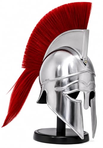 Casque armure grec corinthien spartiate pour adulte, réplique de collection à plume rouge