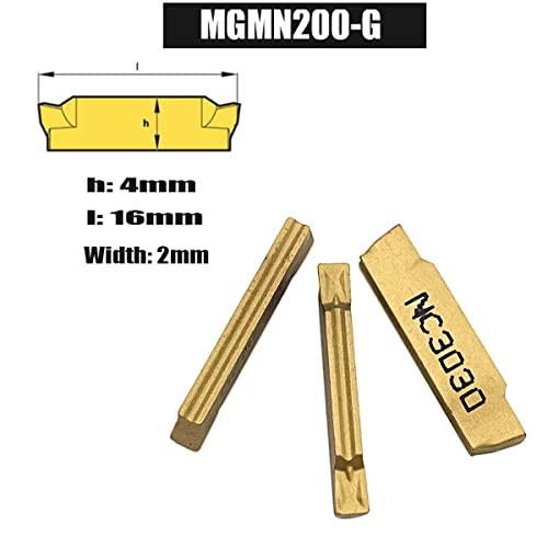 Gbj Mgmn200-G 10Pcs Tin Coated Carbide Grooving Inserts 2Mm Wide Grooving Carbide Inserts Lathe Cutters For Mgehr/Mgivr Lathe Grooving Cut-Off Tool #TOP1