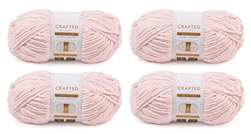 Image of Crafted By Catherine Blanket Solid Yarn - 4 Pack (213 Yards Each Skein), Pink, Gauge 6 Super Bulky