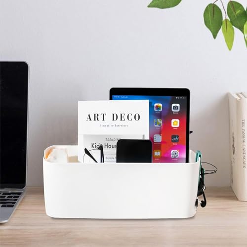 Huamirra Bett Organizer zum Einhängen, Bett Organizer zum Einhängen mit Haken, Hängebett Organizers Aufbewahrungskorb, Robuste Nachttisch Caddy, für Familie, Wohnheim, Büro, Weiß