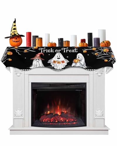 Haloween Mantel Scarf 90 x 17 Inch, Trick or Treat