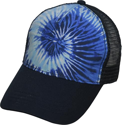 Chapeau de camionneur tie-dyed unique, le dégradé bleu océan pour un style décontracté
