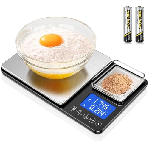 Dual Platform Kitchen Scales with High Precision: 15kg/33lb Capac...