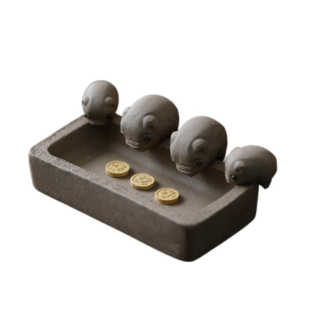 SAMCIOI Tea Pet Kung Fu Tea Set Purple Clay Pig Tea Pet Home Decor Figurine Ideal Accessories for Lovers Teaware Ornaments