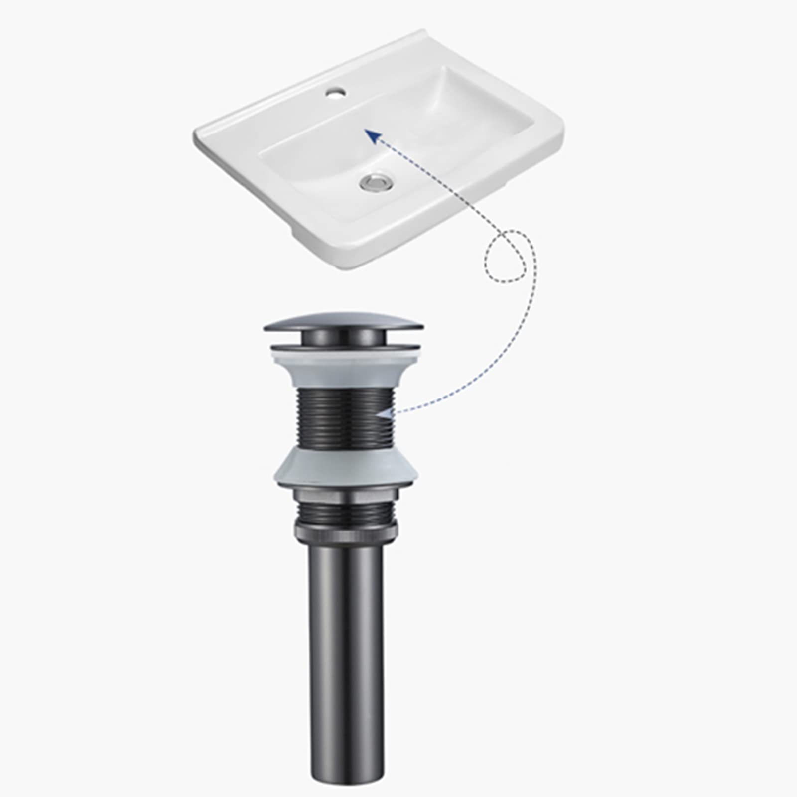Bonde Lavabo sans Trop Plein Bonde de Vidage Lavabo Bonde Clic Clac Universelle Pop-Up 1 1/4" Laiton Pour Lavabo