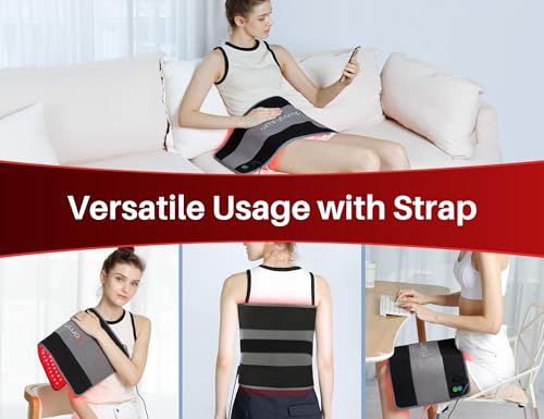 Comfytemp Large 24" x 12" Red Light Therapy for Body, Infrared Light Therapy Pad, Red Light Therapy Wrap for Back Muscle Pain Relief, 4 Mode & 3 Strength