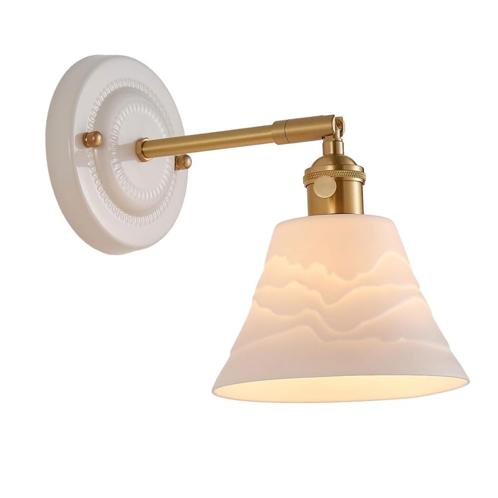 HAIDU Japanese Industrial Style Ceramic Wall Light, Hard Wire Connection Indoor Wall Sconce, E26 Light Source Wall Lamp, Living Room Dressing Table Corridor Decorative Lighting Fixtures