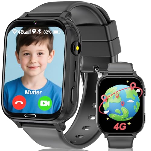 Kinder Smartwatch Kinder mit GPS und Telefon, 4G Smart Watch Kinderuhr mit Voice Chat, SOS, IP67, Wasserdicht, Spielr, Geschenke für Jungen und Mädchen