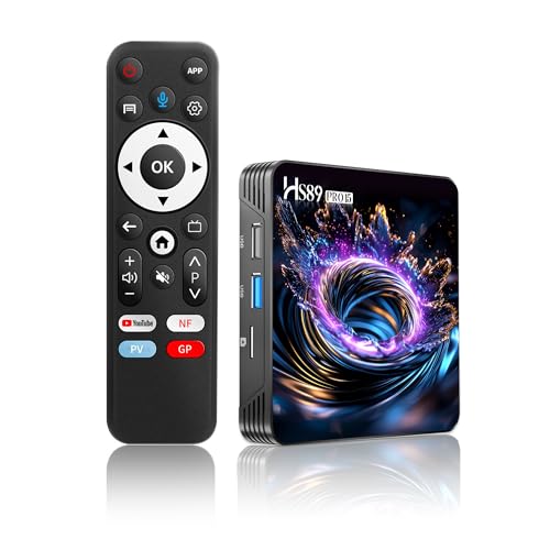HS89 PRO15 Android TV Box 14.0 8K 2026 Android Box 4GB RAM 32GB ROM RK3539 Quad Core 64bit Support Dual WiFi 6 2.4G/5G BT5.0 Ethernet 10/100M 3D HDR10+ Smart TV Box Android with Voice Remote Control