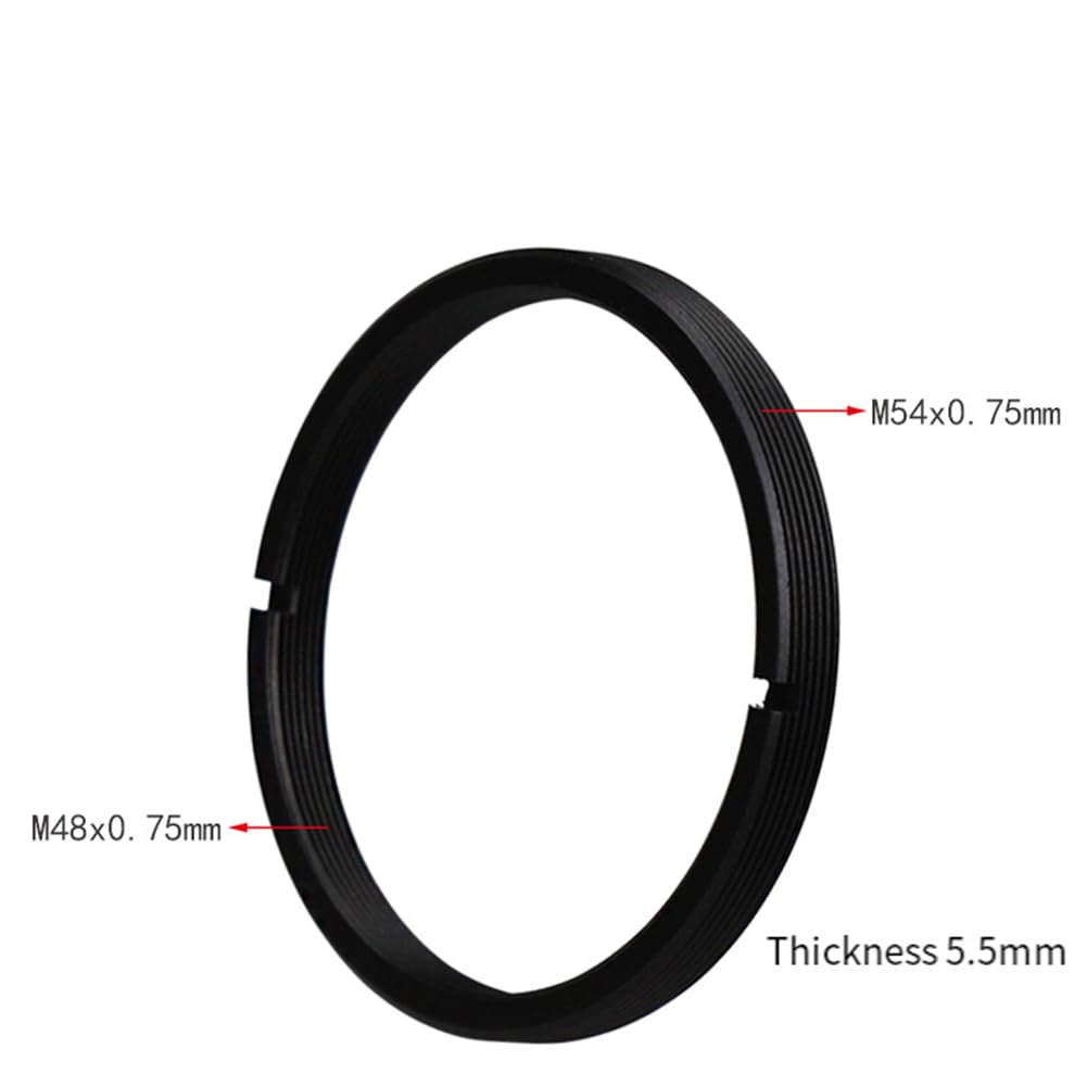Haptufer Adaptador De Rosca Macho M48 X 0.75 Mm A Rosca Hembra M54 X 0.75 Mm – Para Telescopios Y Fotografía, Fabricado En Aluminio Anodizado Negro