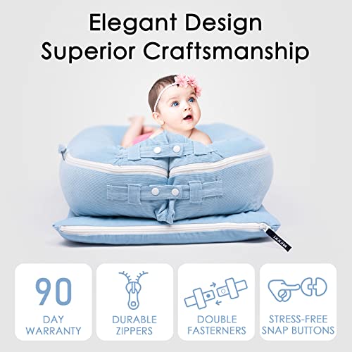Image of Corduroy Lounger Cover for Dockatot Deluxe+ Docks | MEXXI Breathable Cotton Baby Lounger Extra Cover | Hypoallergenic Baby Nest Replacement Cover (Cover Only) (Corduroy, Baby Blue)