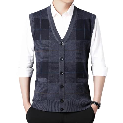 Mens Winter Sweater V-Neck Slim Fit Vest Slim Fit Cardigan Knitted Sweaters