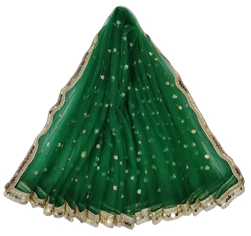 Image of Navti Creations Women's Lightweight Net Dupatta With Sequence Embroidery & Kiran Border (Length 2.25m)