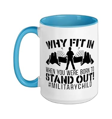 Military Child Month Veteran Military Brat USA Flag America Ceramic Mug, Blue/White, 15oz