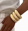 Chunky Gold Bangle Bracelets for Women, Dainty 14k Gold Plated Big Stackable Bangles Set, Trendy Cuff Bracelet Stack Fashion Jewelry Gifts (A2-gold) #2