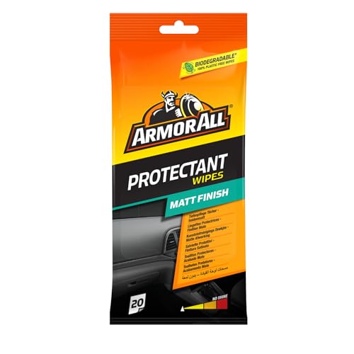 Armor All 20 Matt Protectant Wipes Citrus Scent Suitable for Plastic and Vinyl Restores your Surfaces Appearance and Keeps them Protected Ideal For Car Detailing Made in the UK