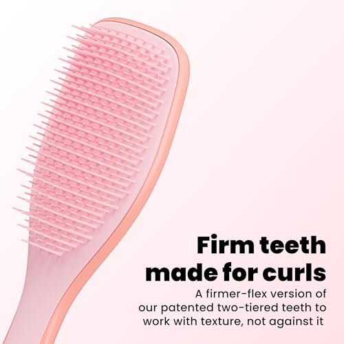 Image of Tangle Teezer Ultimate Detangler Curly Hair Brush, 3C to 4C, Pink Mango | Patented two-tier, firm-flex teeth detangle, reduce breakage & frizz on wet or dry hair; hairbrush for curly to coily hair