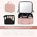 Travel Makeup Bag With 360° rotating LED Mirror,Waterproof cosmetic organizer,Portability Cosmetic case,Makeup organizer,Gift for Women,Girls Gift (Pink)