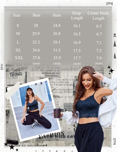 Image of Avidlove Lace Bralette for Women Spaghetti Strap Tank Top V Neck Slim Basic Camisoles