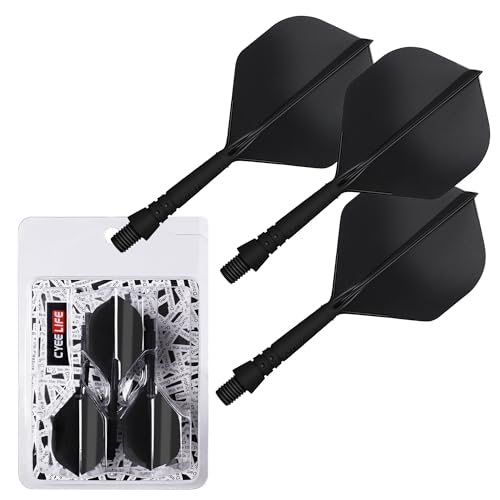 CyeeLife Dartschäfte und Dart Flights aus einem Stück Dartpfeile Zubehör Dart shafts und Flights,Dart zubehör,3er-Set (Schwarz-2BA)