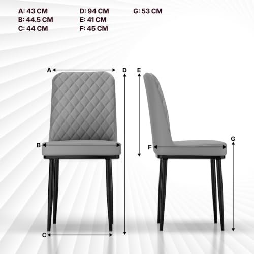 Image of IKON Premium Leatherette Dining Chair with Cushioned Seat & Metal Legs | Premium Accent Chair for Living Room, Bedroom & Balcony | D.I.Y (Mist Grey)