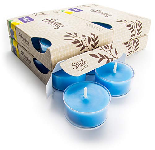 Lemon Blueberry Twist Premium Tealight Candles Bulk Pack - Highly Scented With Essential & Natural Oils - 24 Blue Tea Lights - Beautiful Candlelight - Made In The Usa - Fruit & Berry Collection #TOP20