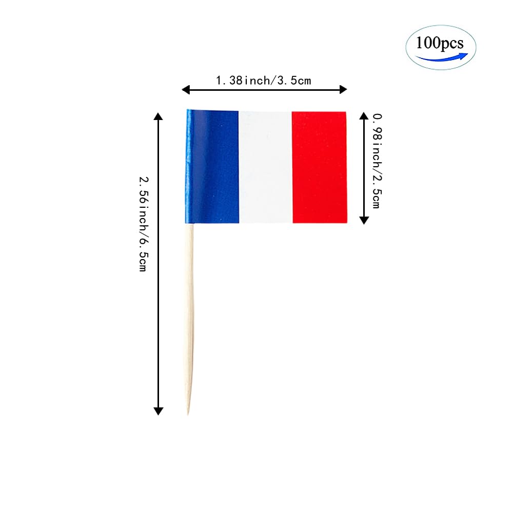 50 Uds. Bandera Francesa Palillo De Dientes Bandera Cóctel Fiesta
