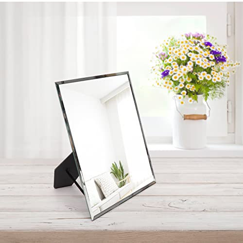 Amazon Brand – Pinzon Frameless Desk Mirror, Rectangle Beveled Edge Table Mirror, Tabletop Vanity Makeup Mirrors For Bathroom Bedroom Desk Stand Wall Hanging, 10.5X13 Inch #TOP6