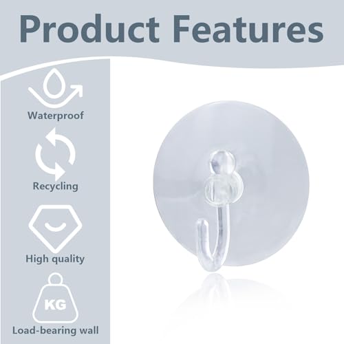 ShnminEU 40 Stück Saugnapf mit Haken Ø 40mm Saugnapf Haken Ohne Bohren Küche mit Saughaken Extra Stark für Weihnachten Geburtstag Partys und Hochzeit