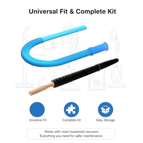 Dryer Vent Cleaner Kit Dryer Lint Vacuum Attachment with Stretch Universal Connector, with Cleaning Brush for Lint and Debris Removal, for All Vacuum Cleaner (Blue*1) by QHIOB - Used condition - Image 5