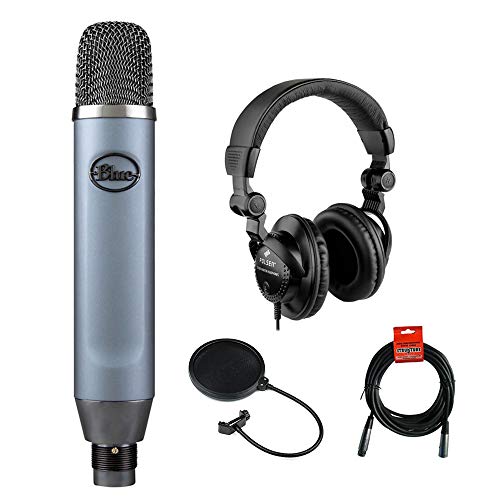 Blue Ember Small Diaphragm Studio Condenser Microphone with Polsen HPC-A30 Monitor Headphones, XLR Cable & Pop Filter Bundle