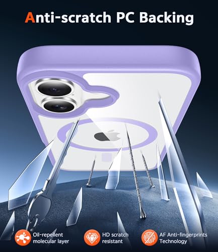 Image of FNTCASE for iPhone 17 Case Clear: Magnetic Phone Cases with Screen Protector Drop Proof Compatible with Magsafe Slim Anti Yellowing Rugged Shockproof Protective Transparent Cell Cover (B-Purple)