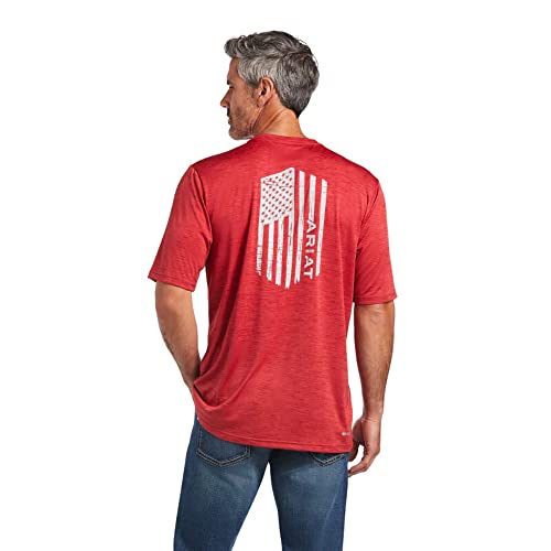 Image of ARIAT Men's Scooter Charger Vertical Flag Graphic Short Sleeve T-Shirt Red US