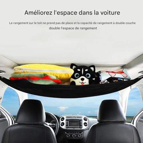 Aufbewahrungstaschen für Autodecke – Organizer mit doppelter Dicke aus Mesh für Auto – Organizer-Tasche innen robust Reisezubehör für Limousine SUV