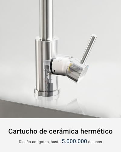 Miniatura 7 de Ibergrif M22137 Grifo Cocina Extraible Con 3 Modos, Grifo Fregadero Cocina Giratorio A 360 Grados, Cold Start, Ahorro De Energía, Acero Inoxidable